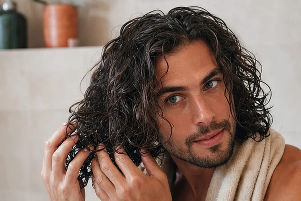 Authentischer Wohlfühlmoment passend zum Beauty-Thema Anti-Frizz-Pflege für feines Haar