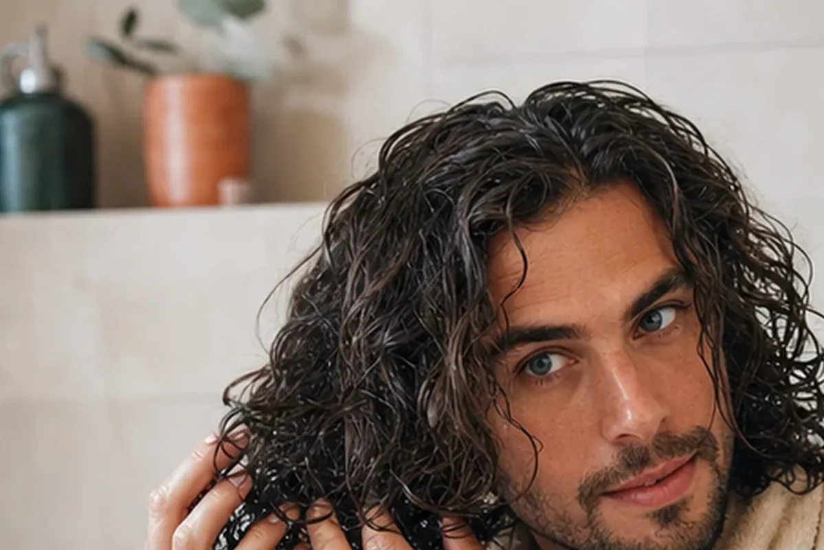 Authentischer Wohlfühlmoment passend zum Beauty-Thema Conditioner für strapaziertes Haar