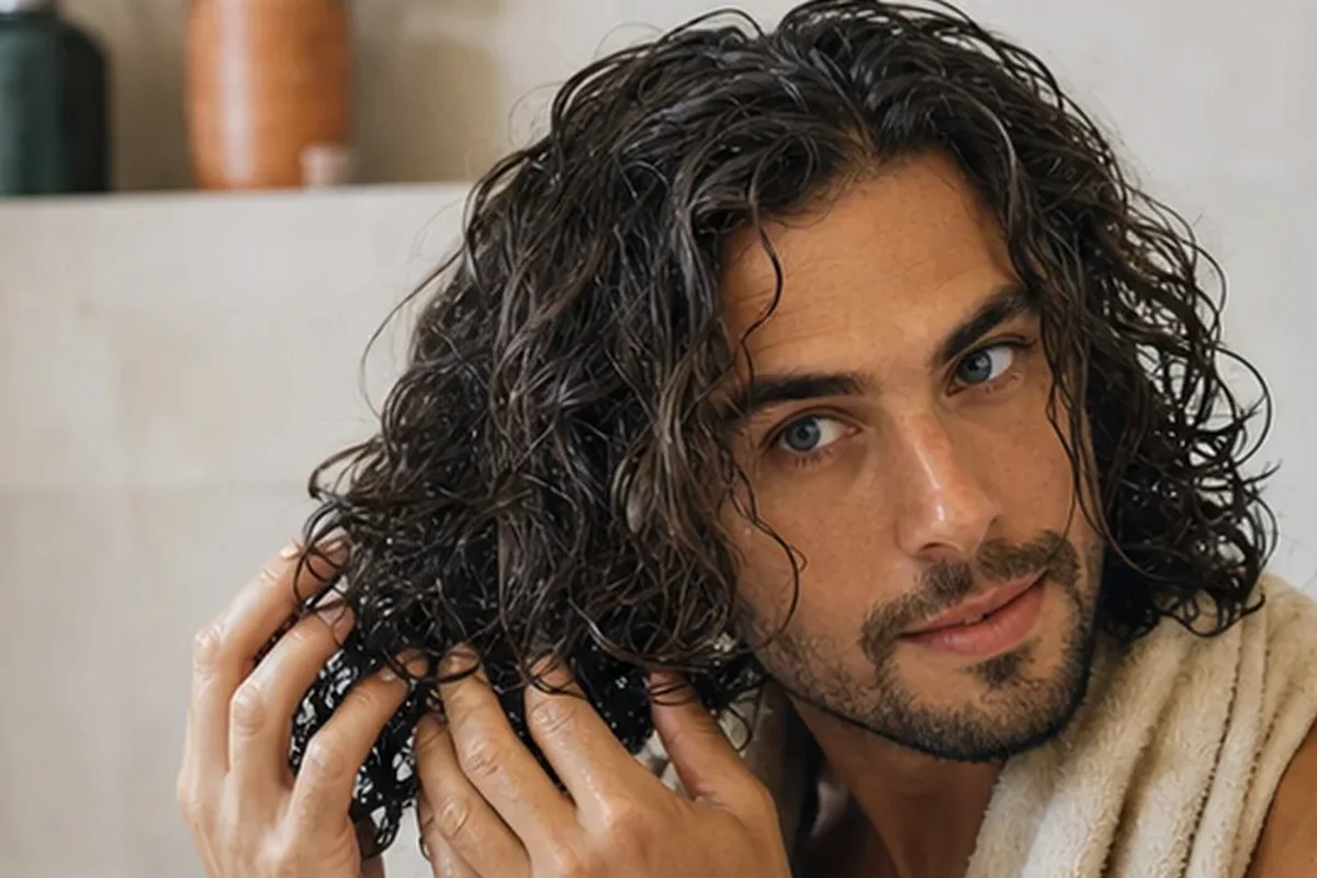 Authentischer Wohlfühlmoment passend zum Beauty-Thema Haartrockner für strapaziertes Haar