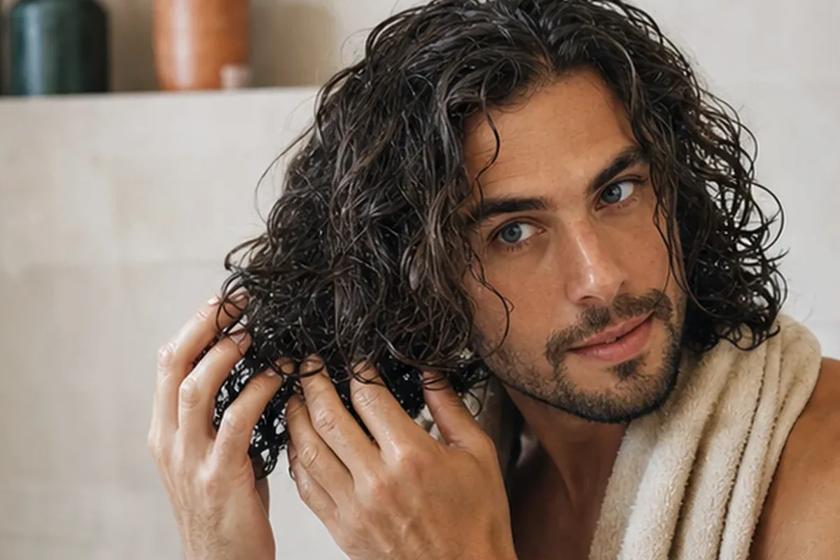 Authentischer Wohlfühlmoment passend zum Beauty-Thema Anti-Frizz-Pflege für feines Haar