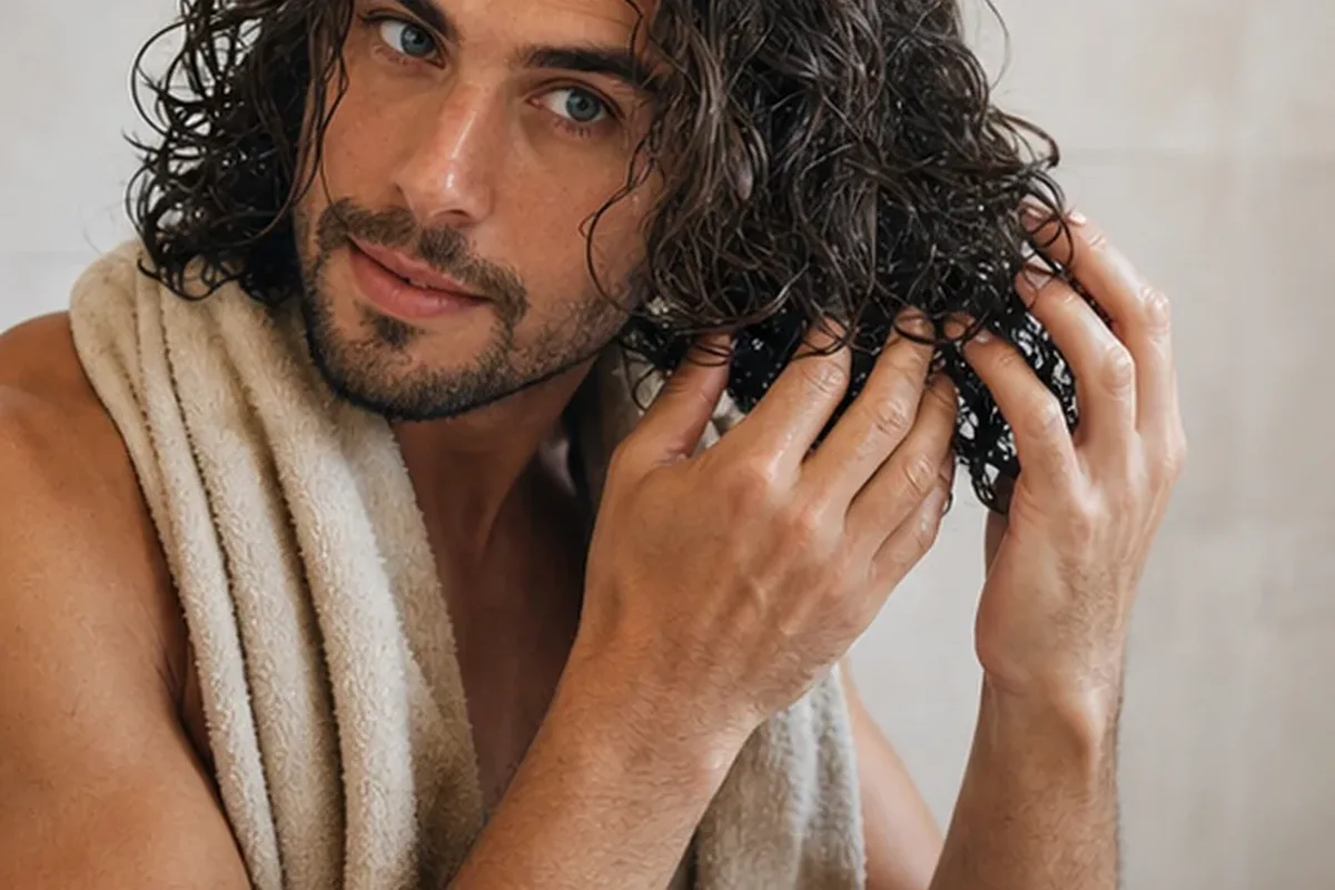 Authentischer Wohlfühlmoment passend zum Beauty-Thema Anti-Frizz-Pflege bei fettigem Ansatz