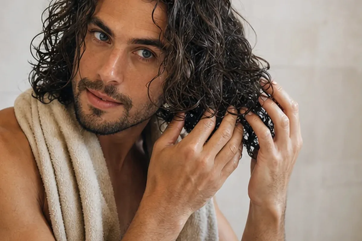 Authentischer Wohlfühlmoment passend zum Beauty-Thema Mildes Shampoo für empfindliche Kopfhaut