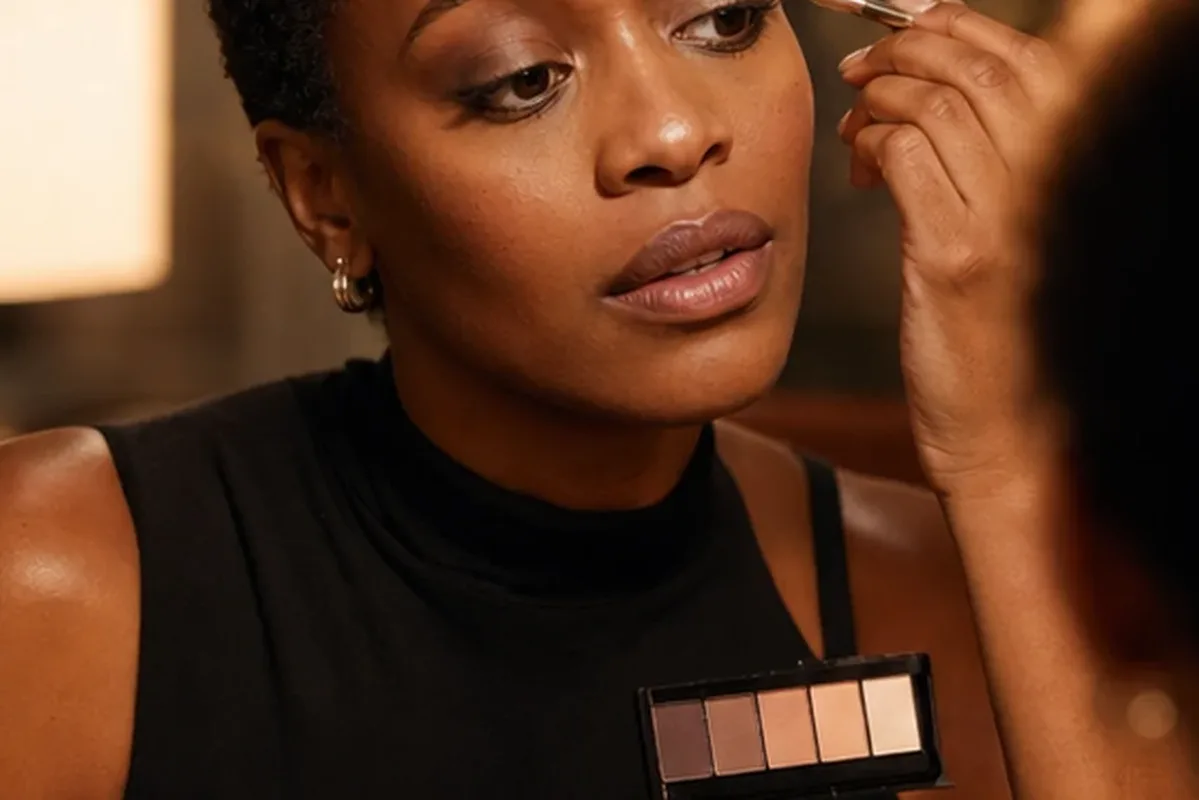 Authentischer Wohlfühlmoment passend zum Beauty-Thema Make-up-Pinsel bei großen Poren