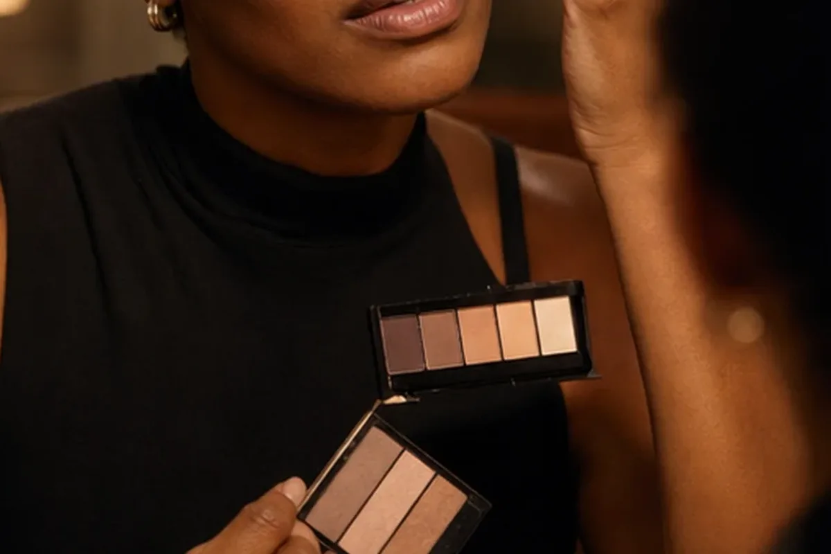 Authentischer Wohlfühlmoment passend zum Beauty-Thema Make-up-Pinsel für trockene Haut