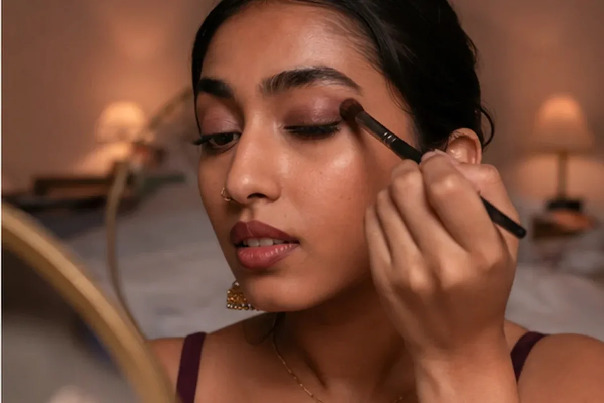 Redaktionelle Detailaufnahme zur Orientierung bei Make-up-Pinsel für trockene Haut