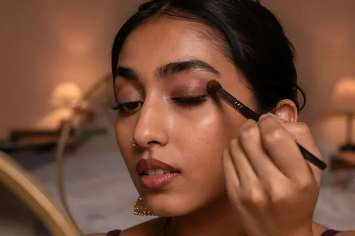 Authentischer Wohlfühlmoment passend zum Beauty-Thema Make-up-Pinsel bei Rötungen