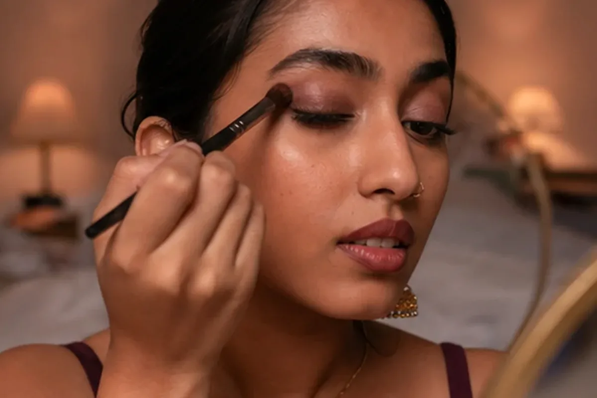 Authentischer Wohlfühlmoment passend zum Beauty-Thema Lidschatten für reife Haut