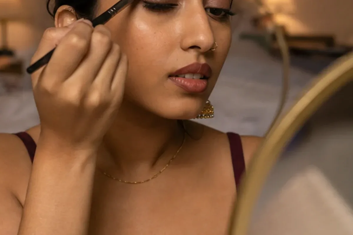Authentischer Wohlfühlmoment passend zum Beauty-Thema Bronzer bei großen Poren