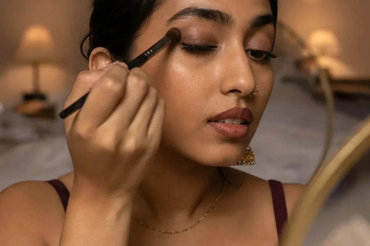 Authentischer Wohlfühlmoment passend zum Beauty-Thema Highlighter für trockene Haut