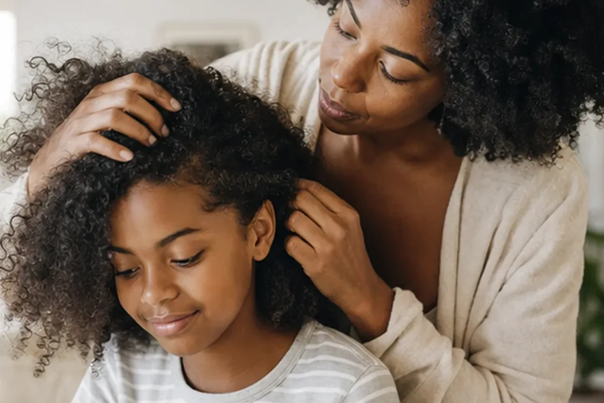 Authentischer Wohlfühlmoment passend zum Beauty-Thema Tiefenreinigungsshampoo für lockiges Haar