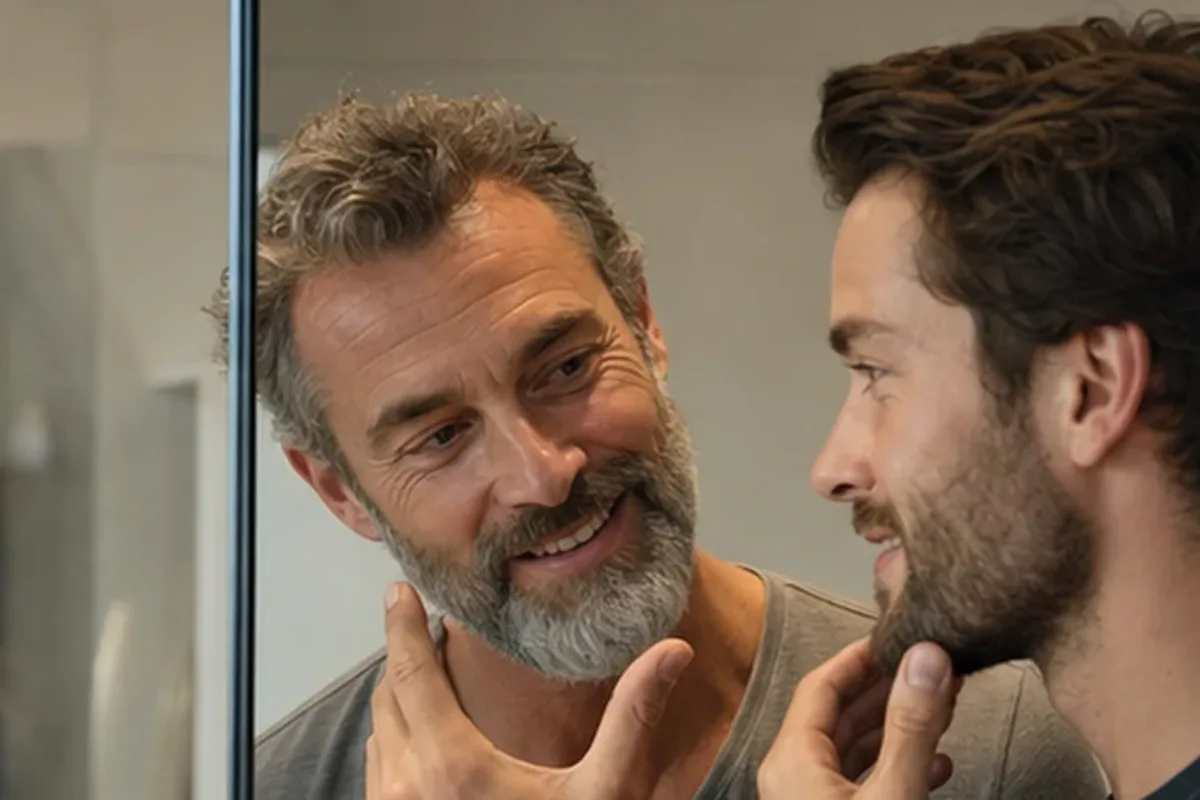 Authentischer Wohlfühlmoment passend zum Beauty-Thema Männer-Gesichtsreiniger für fettige Haut