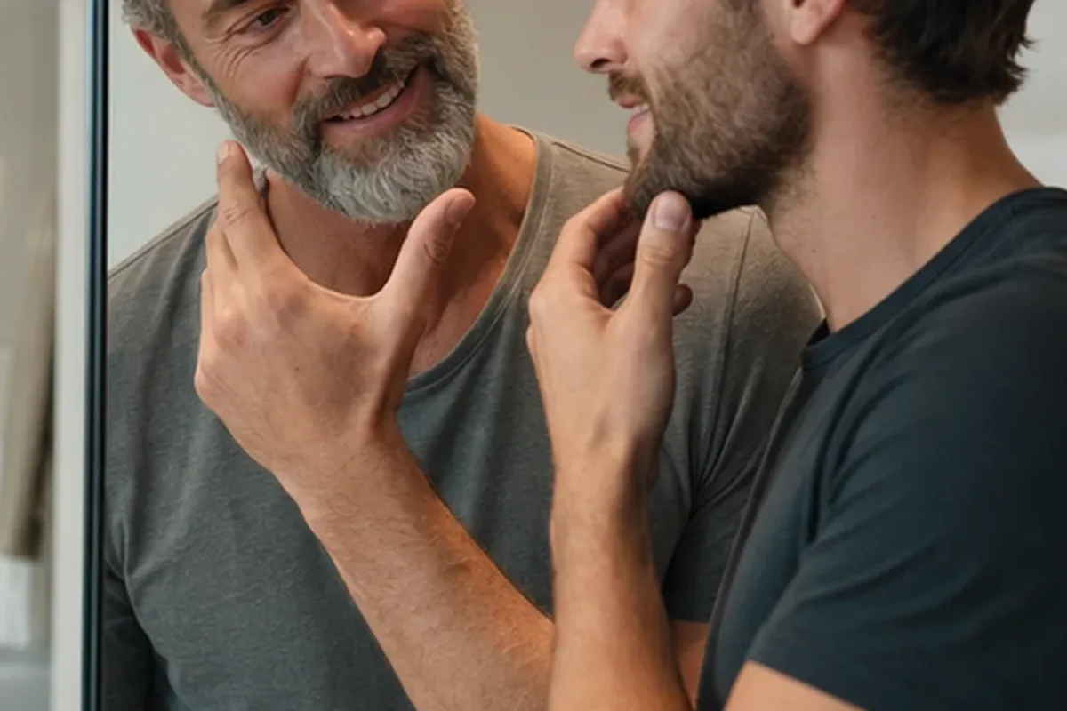 Authentischer Wohlfühlmoment passend zum Beauty-Thema Männer-Sonnenschutz bei Rasurbrand