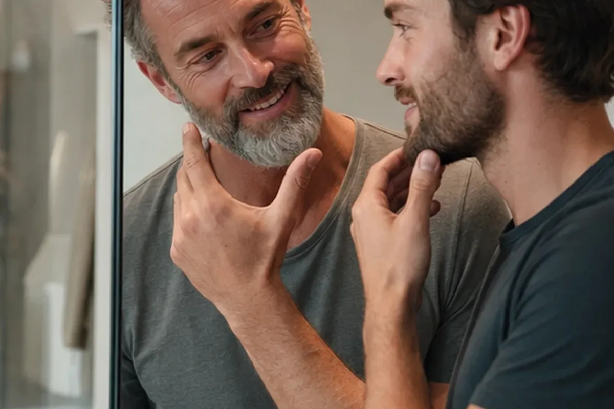 Authentischer Wohlfühlmoment passend zum Beauty-Thema Männer-Gesichtscreme für fettige Haut