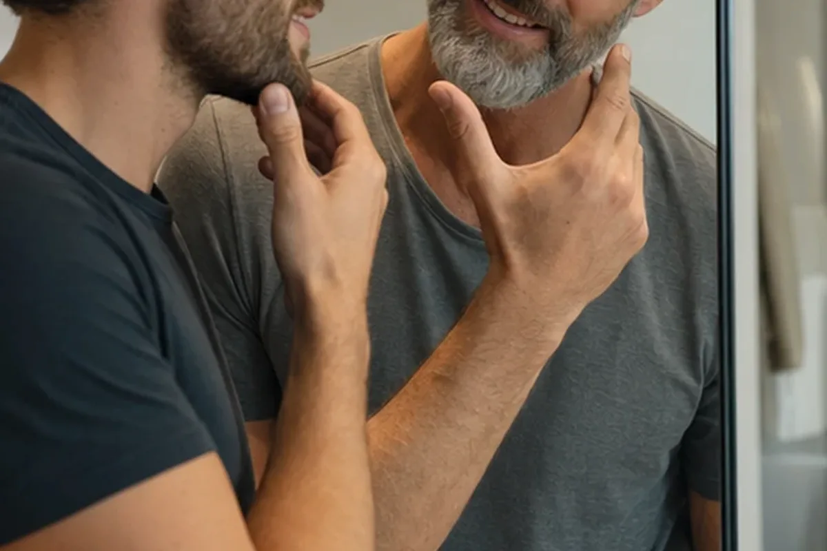 Emotionaler und authentischer Anwendungsmoment rund um Männer-Shampoo für fettige Haut