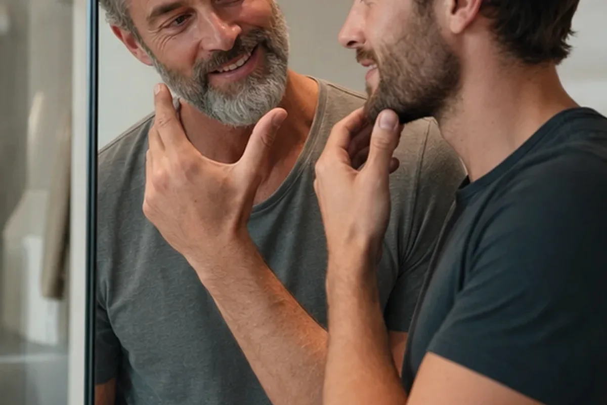 Authentischer Wohlfühlmoment passend zum Beauty-Thema After Shave für trockene Haut