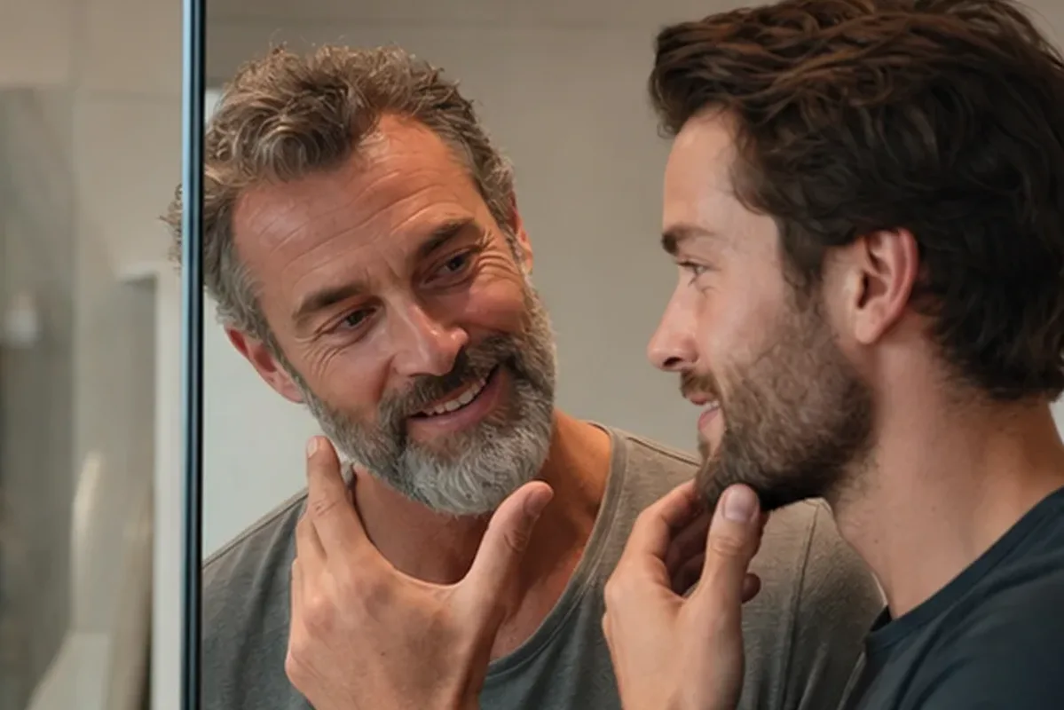 Authentischer Wohlfühlmoment passend zum Beauty-Thema Bartbalsam für fettige Haut