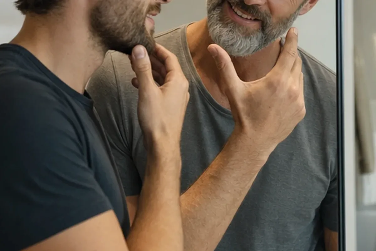 Authentischer Wohlfühlmoment passend zum Beauty-Thema Männer-Shampoo für Pflege-Einsteiger