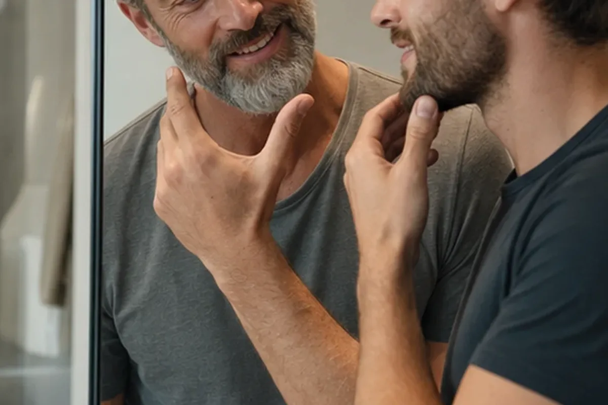 Redaktioneller Beauty-Moment zur Ausgangslage bei Bartshampoo für fettige Haut