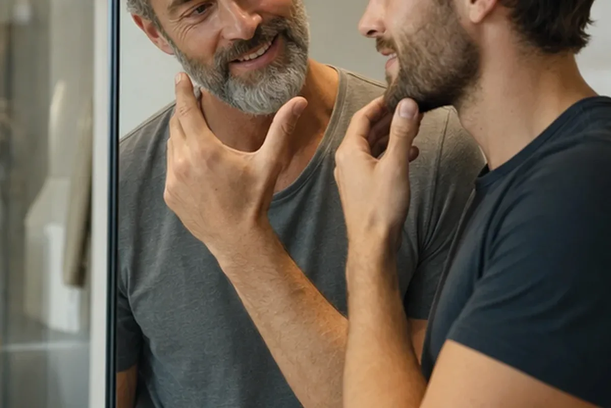Emotionaler und authentischer Anwendungsmoment rund um Männer-Deodorant für fettige Haut