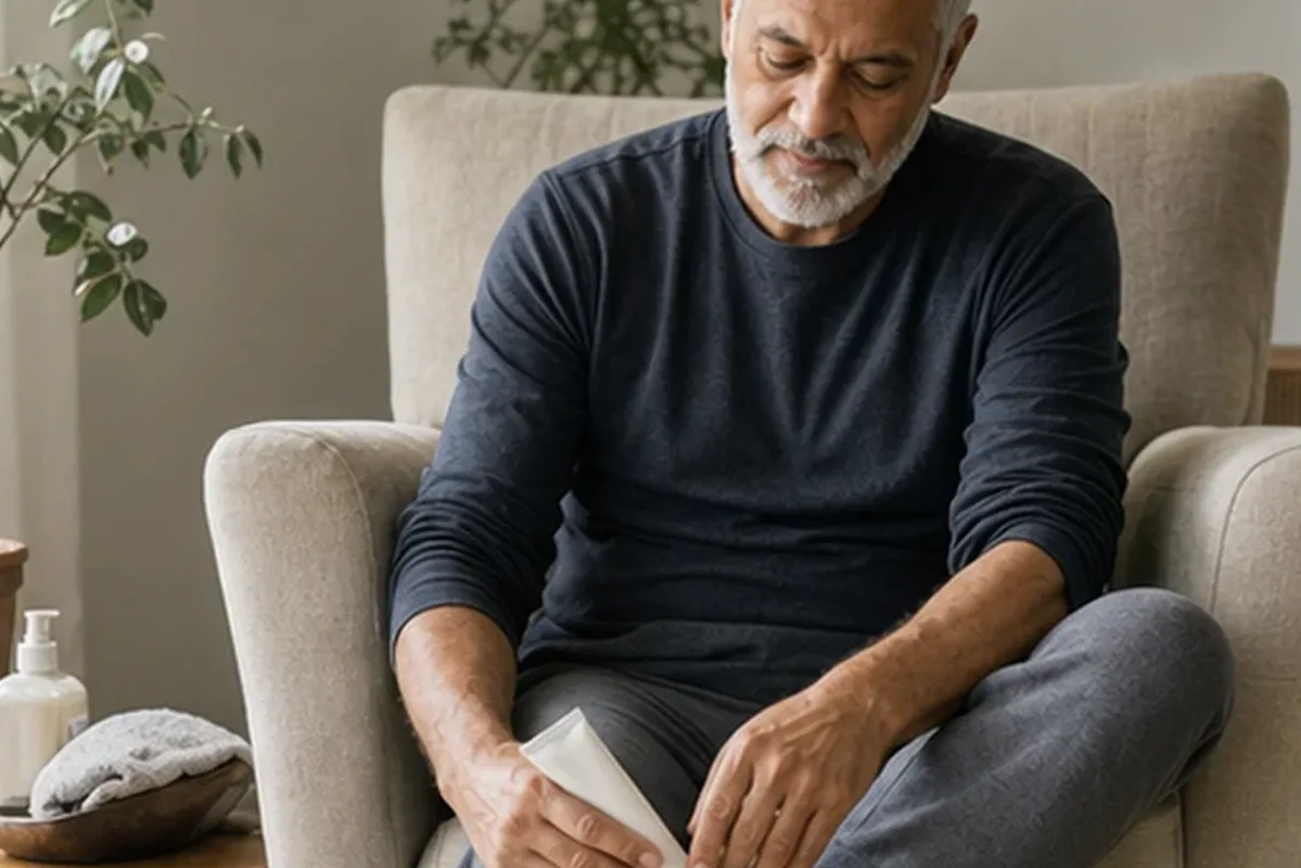 Emotionaler und authentischer Anwendungsmoment rund um Badezusatz bei Keratosis pilaris