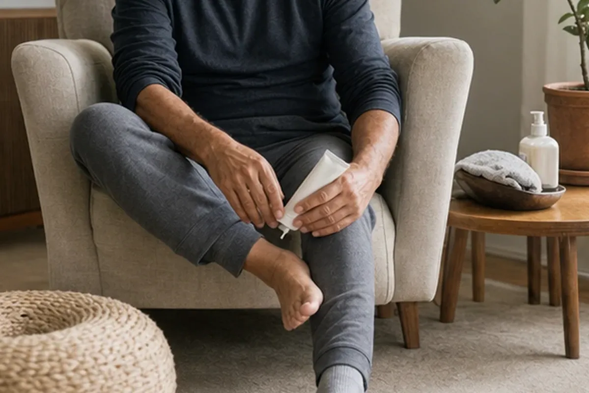 Emotionaler und authentischer Anwendungsmoment rund um Körperlotion für beanspruchte Hände