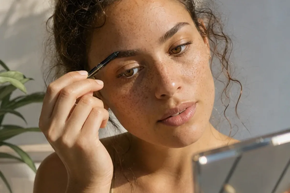 Hochwertige Beauty-Inszenierung zu Auswahlkriterien für Augenbrauengel für reife Haut