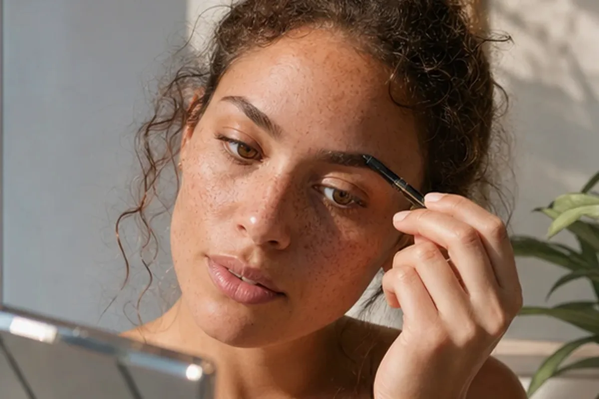 Redaktioneller Beauty-Moment zur Ausgangslage bei Make-up-Pinsel bei großen Poren