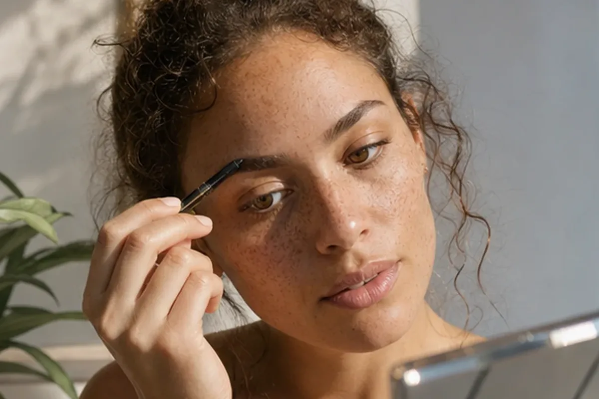 Redaktionelle Detailaufnahme zur Orientierung bei Bronzer bei Rötungen