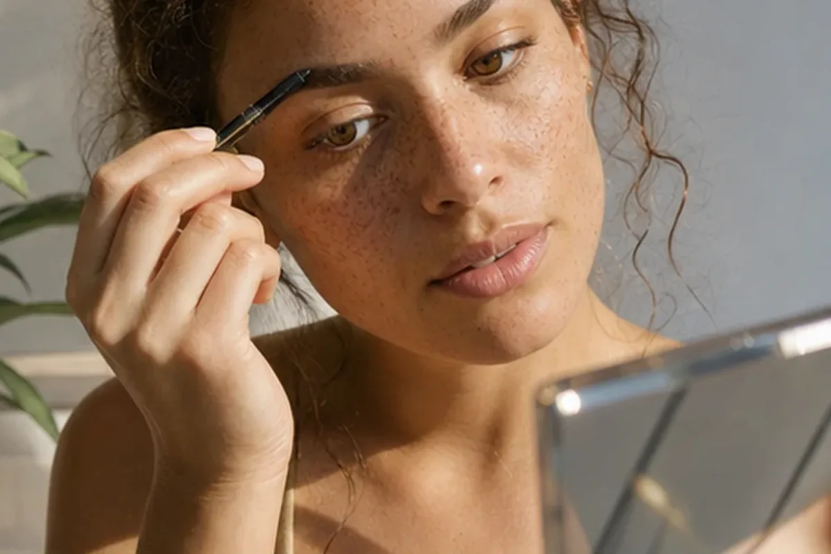 Emotionaler und authentischer Anwendungsmoment rund um Augenbrauengel für einen natürlichen Look