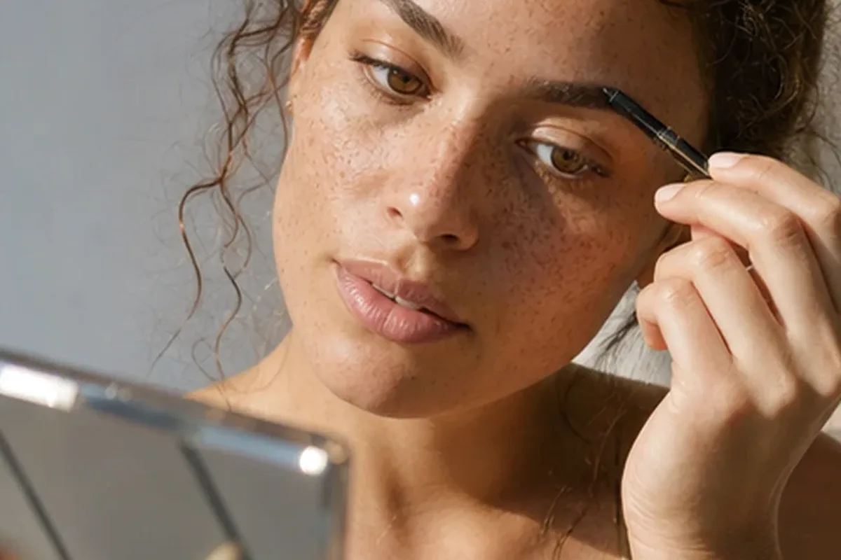 Authentische Beauty-Routine passend zum Thema Augenbrauengel für reife Haut