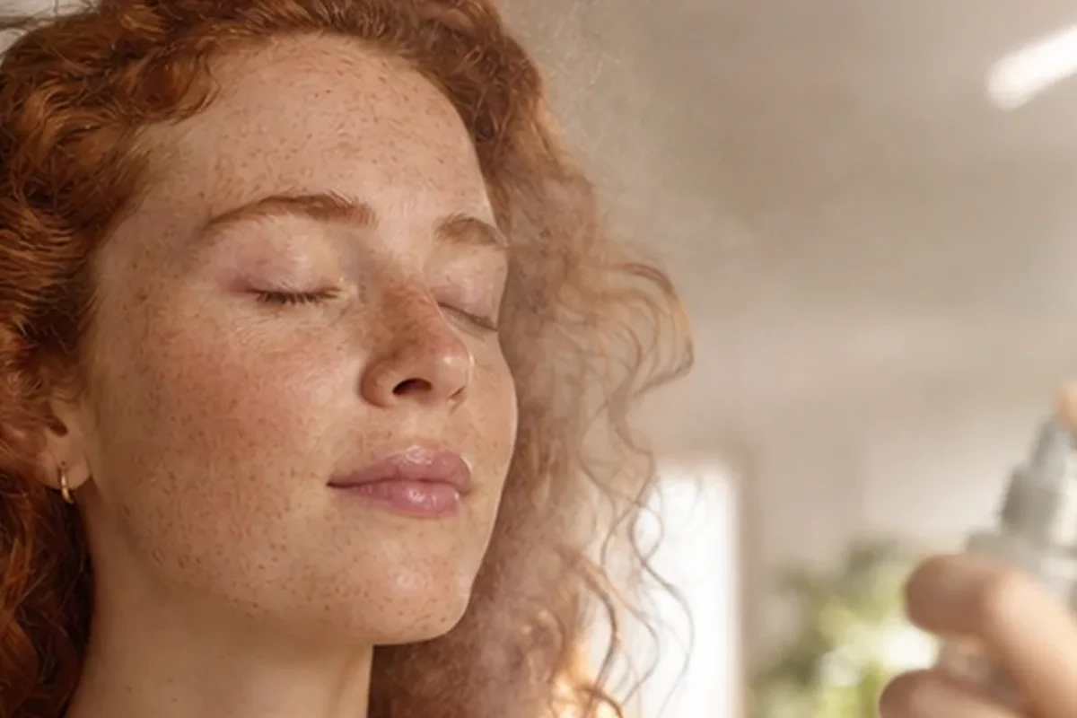 Authentischer Wohlfühlmoment passend zum Beauty-Thema Hyaluron-Serum für empfindliche Haut
