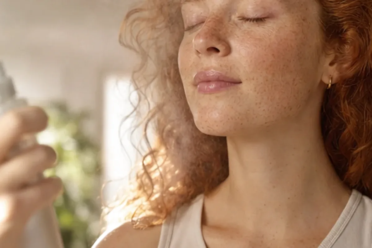 Authentischer Wohlfühlmoment passend zum Beauty-Thema Augenpflege für fettige Haut