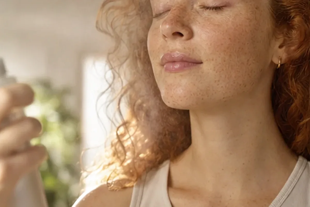 Authentischer Wohlfühlmoment passend zum Beauty-Thema Retinol-Serum für empfindliche Haut