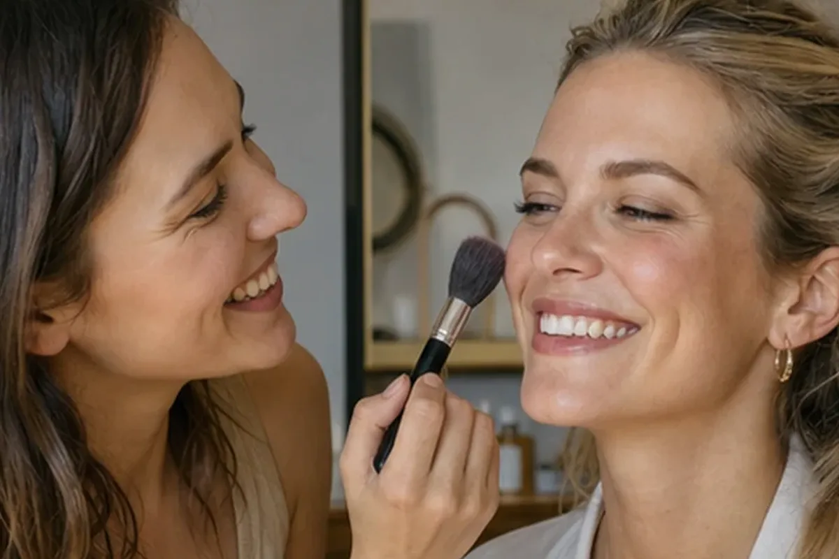 Authentischer Wohlfühlmoment passend zum Beauty-Thema Rouge für einen natürlichen Look