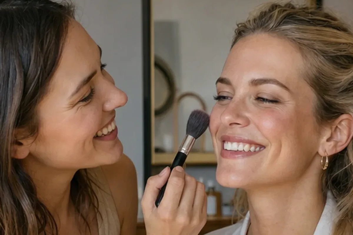 Authentischer Wohlfühlmoment passend zum Beauty-Thema Lippenstift für reife Haut