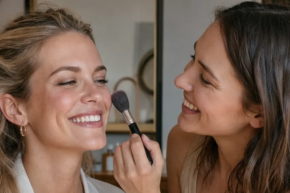 Authentischer Wohlfühlmoment passend zum Beauty-Thema Bronzer für empfindliche Haut