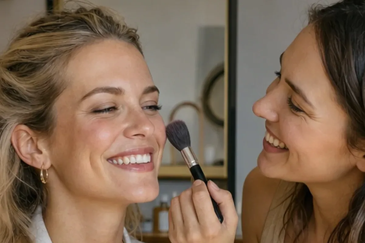 Redaktionelle Detailaufnahme zur Orientierung bei Bronzer bei großen Poren