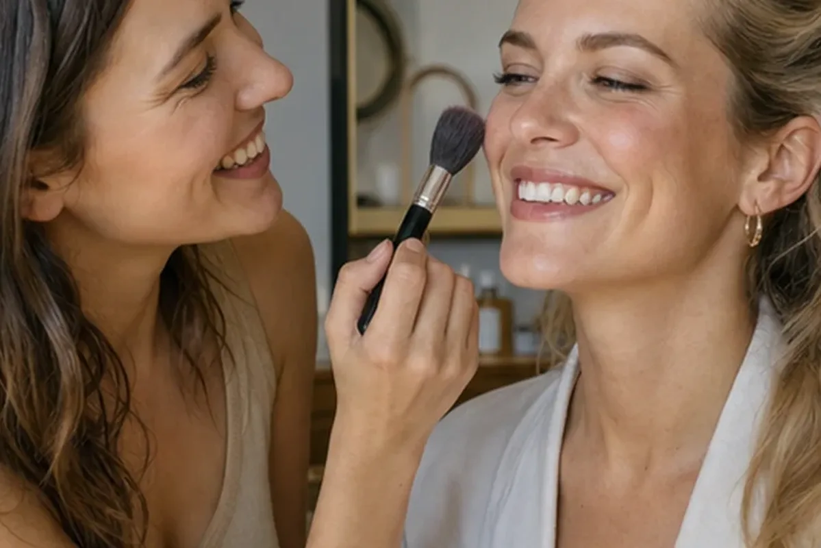Redaktioneller Beauty-Moment zur Ausgangslage bei Puder für langen Halt