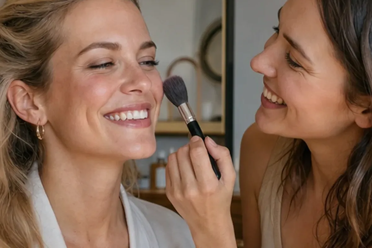 Emotionaler und authentischer Anwendungsmoment rund um Setting Spray für empfindliche Haut