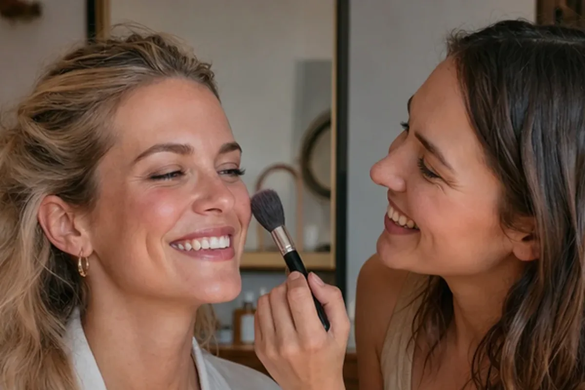 Authentischer Wohlfühlmoment passend zum Beauty-Thema Bronzer bei großen Poren
