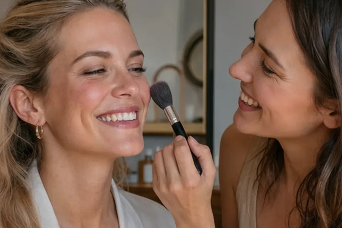 Authentischer Wohlfühlmoment passend zum Beauty-Thema Puder für reife Haut