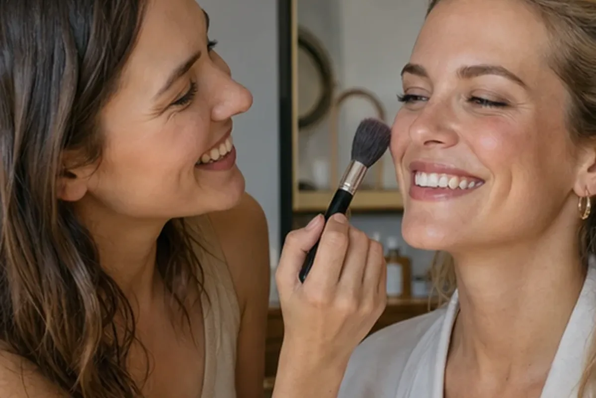 Authentischer Wohlfühlmoment passend zum Beauty-Thema Rouge für langen Halt