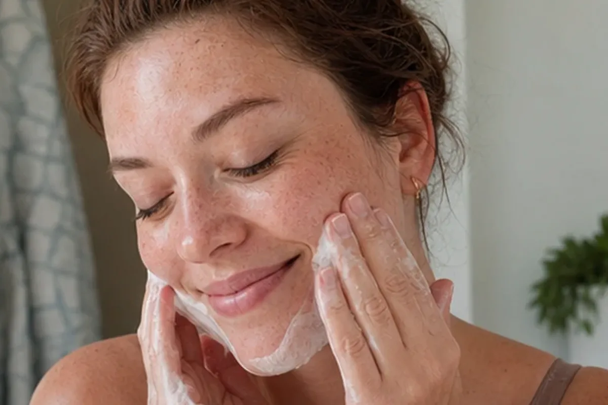 Authentischer Wohlfühlmoment passend zum Beauty-Thema Retinol-Serum bei Pigmentflecken