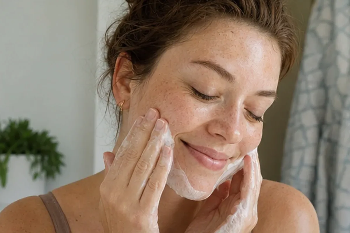 Authentischer Wohlfühlmoment passend zum Beauty-Thema Gesichtswasser für fettige Haut