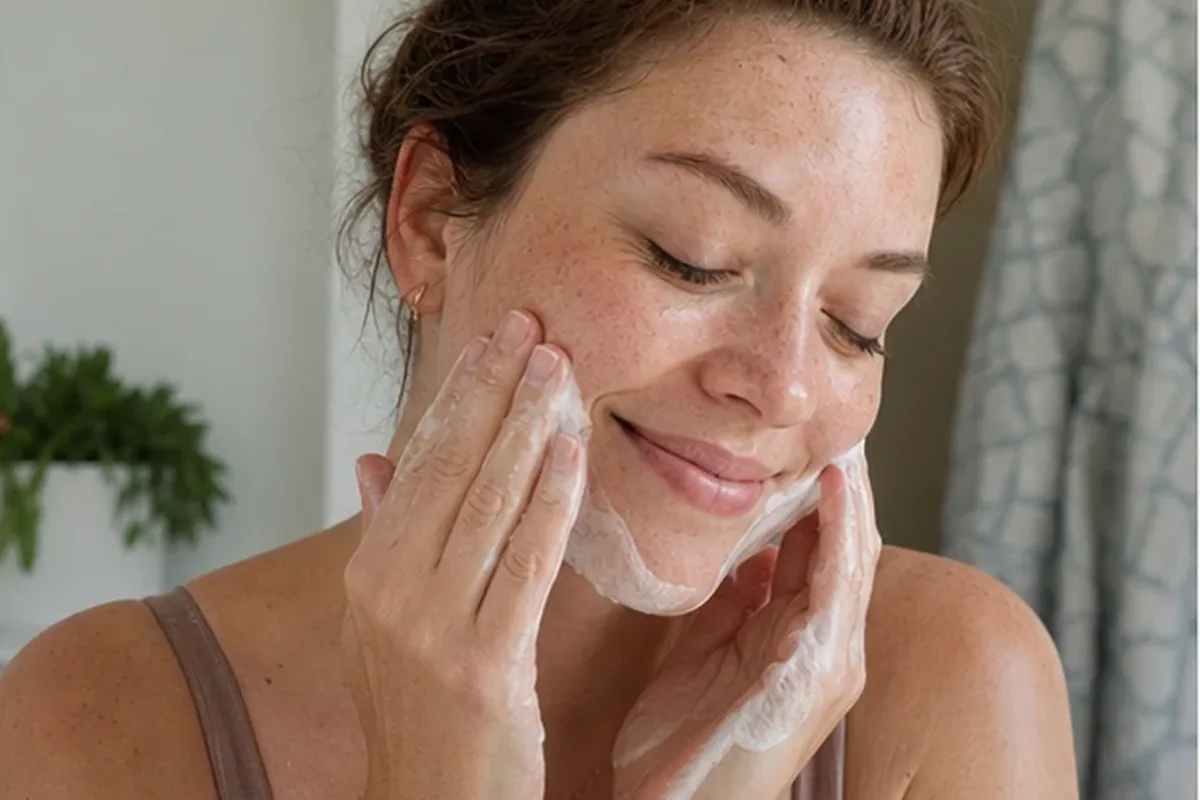 Authentischer Wohlfühlmoment passend zum Beauty-Thema Hyaluron-Serum bei Pigmentflecken