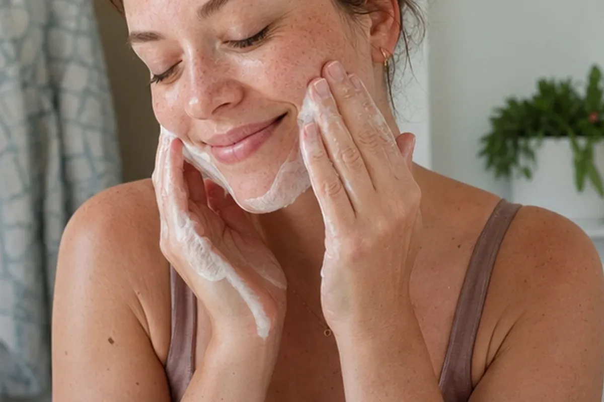 Authentischer Wohlfühlmoment passend zum Beauty-Thema Hyaluron-Serum für Mischhaut