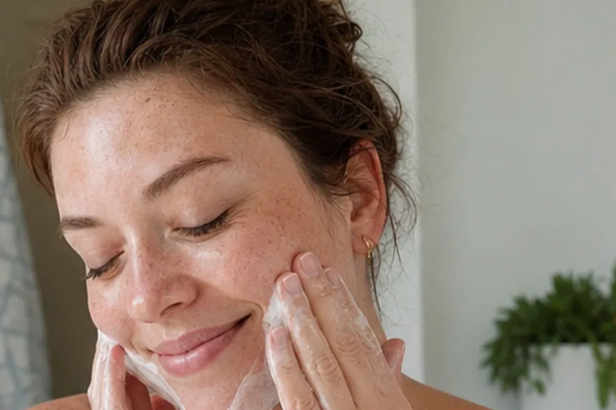 Authentischer Wohlfühlmoment passend zum Beauty-Thema Reinigungsöl für fettige Haut