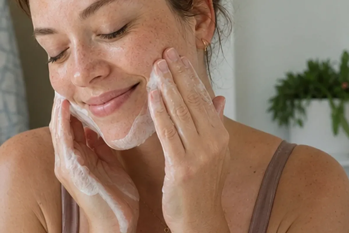 Authentischer Wohlfühlmoment passend zum Beauty-Thema Gesichtsmaske bei Pigmentflecken