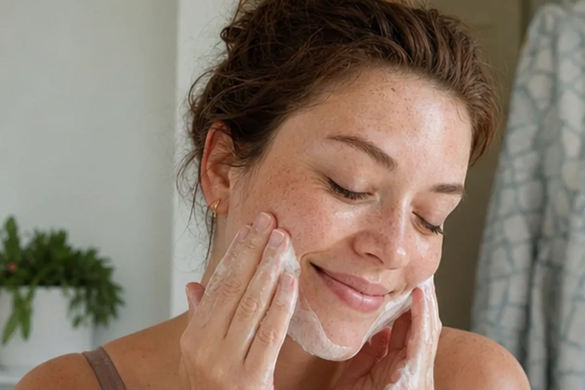 Authentischer Wohlfühlmoment passend zum Beauty-Thema Chemisches Peeling für unreine Haut