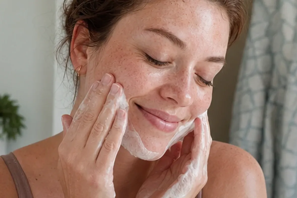 Redaktioneller Beauty-Moment zur Ausgangslage bei Gesichtsreinigung bei ersten Fältchen